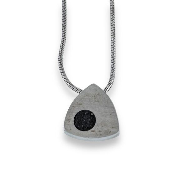 Sterling Silver 925 Black Round Jet Inlay Pendant Snake Chain Necklace 16" - Picture 1 of 4